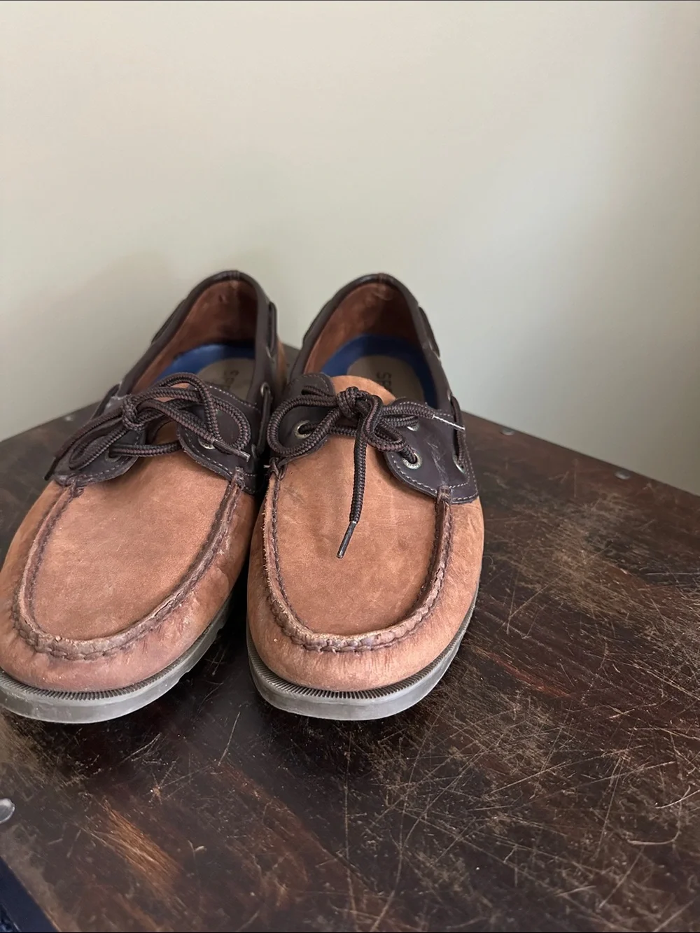 Sperry Two-Tone Brown Suede and Dark Brown Leather Deck Shoes